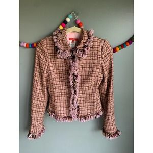 Vintage 80s/90s ABS BY Allen Schwartz plaid wool cropped blazer